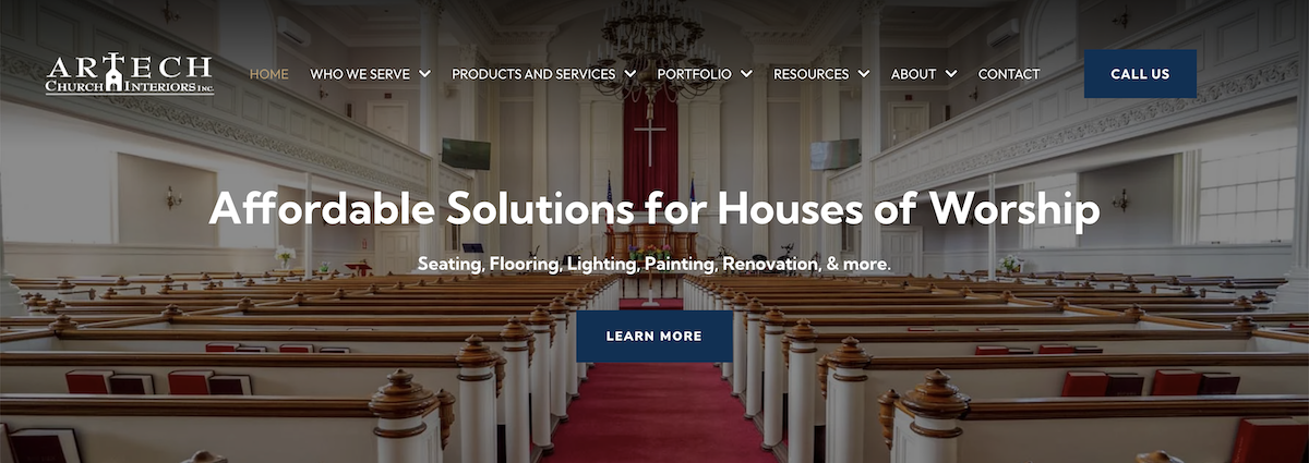 Artech Church Interiors Website